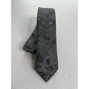 Imani Gray, Blue, Green Paisley Pattern 100% Silk Skinny Tie NWOT